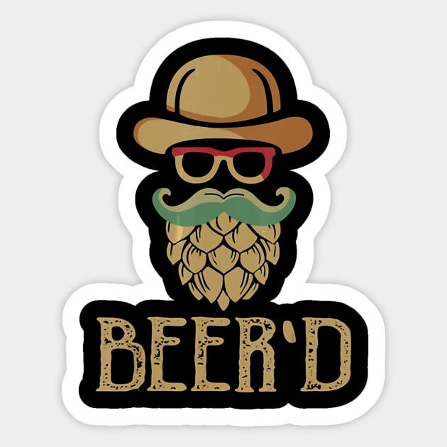 Beer'd Vintage Beard For Craft Beer Lovers Sticker by easleyzzi